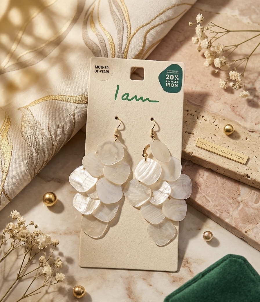 گوشواره مادر مروارید خوشه ای برند iam وارداتی